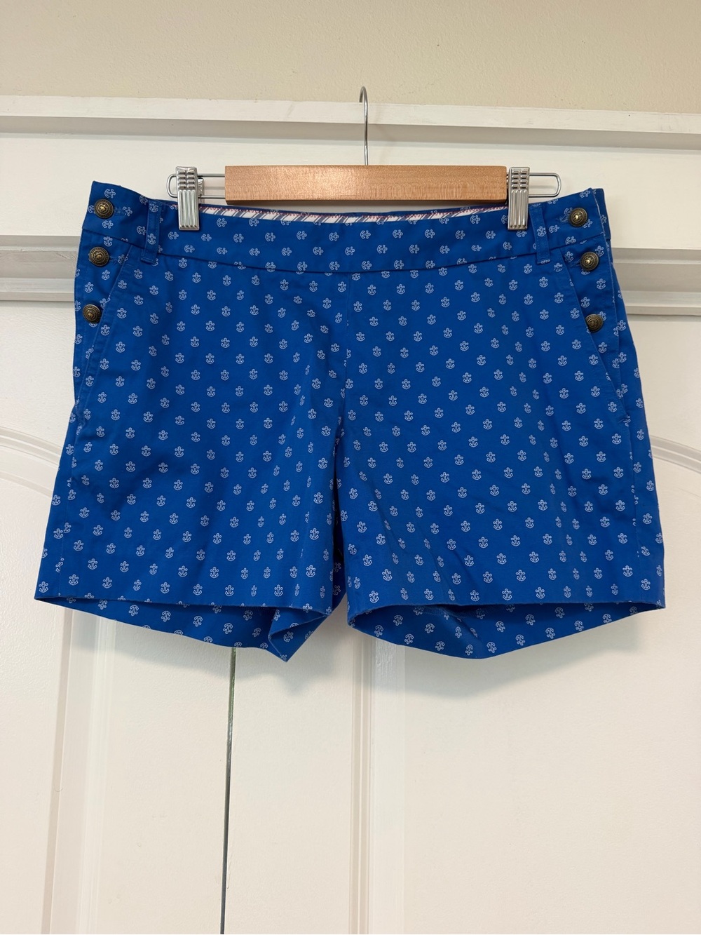 Brooks Brothers Cobalt Blue Nautical-Button Low-Mid Rise Shorts Sailor Boat